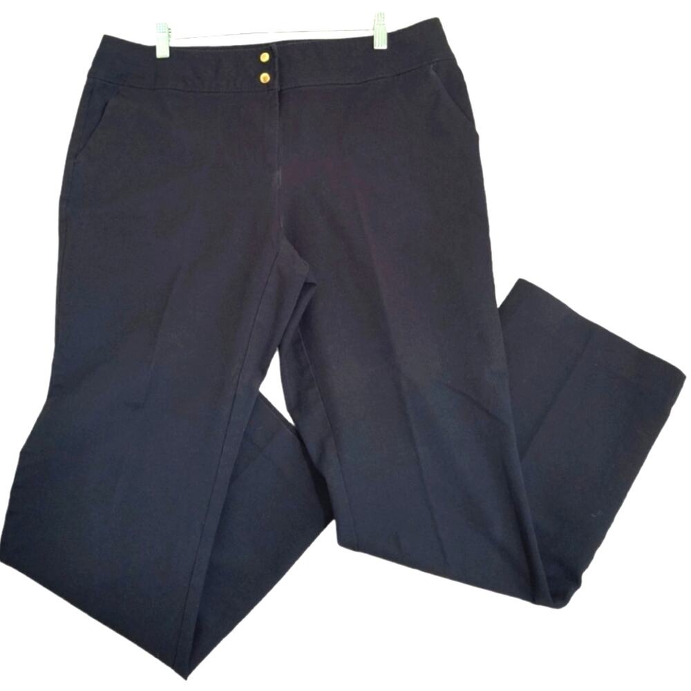 JM Collection Dress Pants Women's Size 14 Black Stretchy Straight Leg Mid Rise